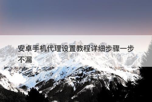 安卓手机代理设置教程详细步骤一步不漏