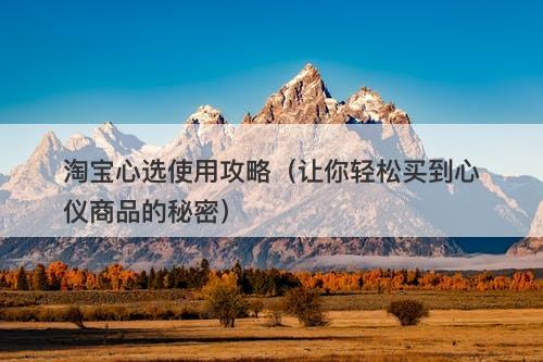 淘宝心选使用攻略（让你轻松买到心仪商品的秘密）
