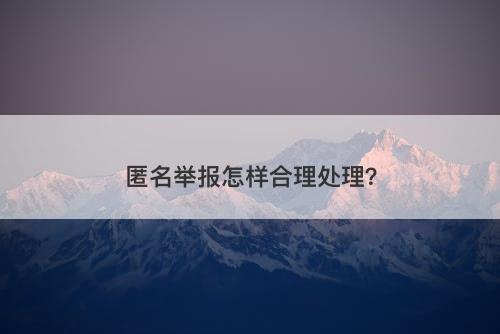 匿名举报怎样合理处理？