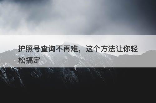 护照号查询不再难，这个方法让你轻松搞定