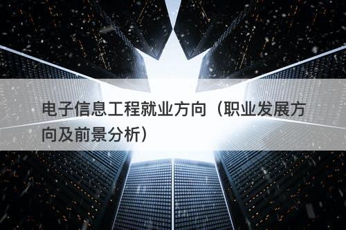 电子信息工程就业方向（职业发展方向及前景分析）