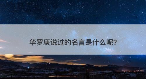 华罗庚说过的名言是什么呢？