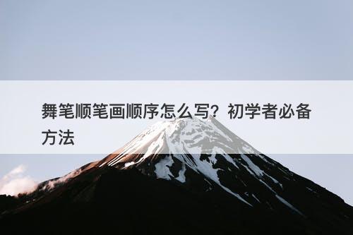 舞笔顺笔画顺序怎么写？初学者必备方法