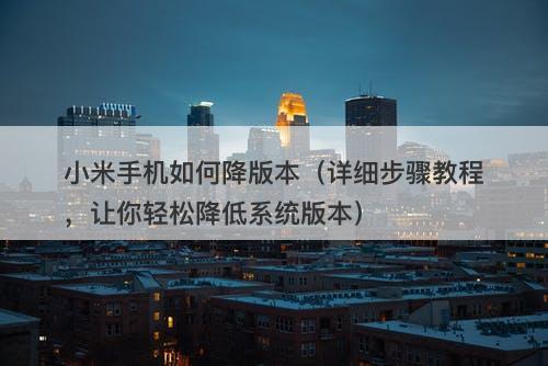 小米手机如何降版本（详细步骤教程，让你轻松降低系统版本）