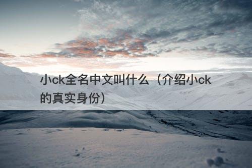 小ck全名中文叫什么（介绍小ck的真实身份）