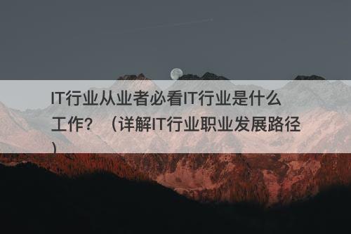 IT行业从业者必看IT行业是什么工作？（详解IT行业职业发展路径）