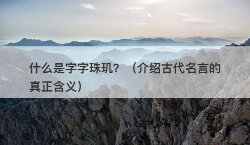 什么是字字珠玑？（介绍古代名言的真正含义）
