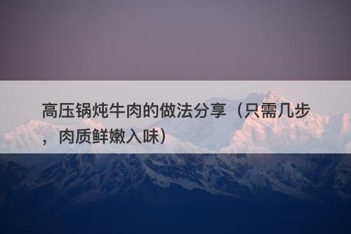 高压锅炖牛肉的做法分享（只需几步，肉质鲜嫩入味）