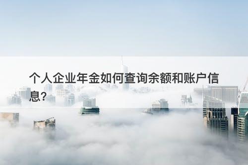 个人企业年金如何查询余额和账户信息？