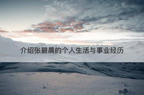 介绍张碧晨的个人生活与事业经历
