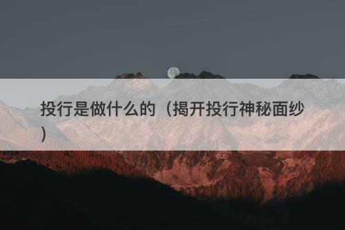 投行是做什么的（揭开投行神秘面纱）