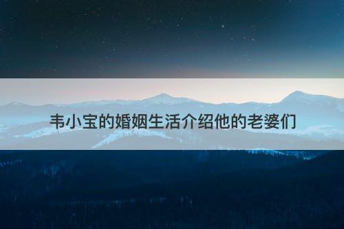韦小宝的婚姻生活介绍他的老婆们