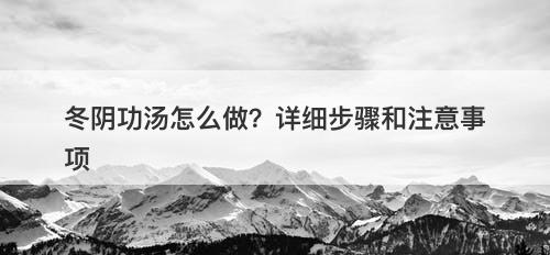 冬阴功汤怎么做？详细步骤和注意事项