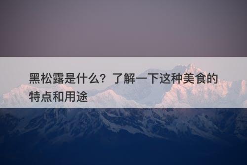 黑松露是什么？了解一下这种美食的特点和用途