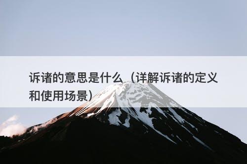 诉诸的意思是什么（详解诉诸的定义和使用场景）