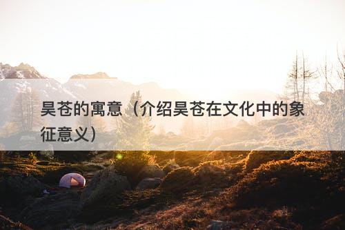 昊苍的寓意（介绍昊苍在文化中的象征意义）