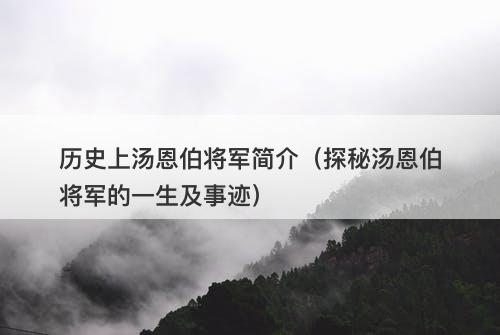 历史上汤恩伯将军简介（探秘汤恩伯将军的一生及事迹）