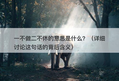 一不做二不休的意思是什么？（详细讨论这句话的背后含义）