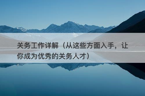 关务工作详解（从这些方面入手，让你成为优秀的关务人才）