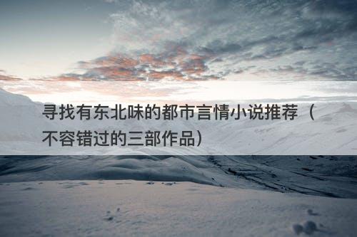 寻找有东北味的都市言情小说推荐（不容错过的三部作品）