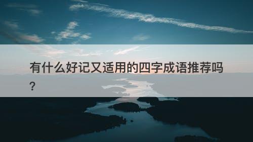 有什么好记又适用的四字成语推荐吗？