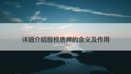 详细介绍股权质押的含义及作用