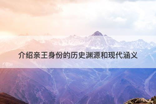 介绍亲王身份的历史渊源和现代涵义