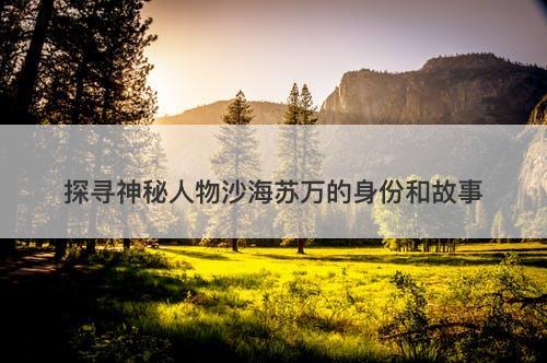 探寻神秘人物沙海苏万的身份和故事