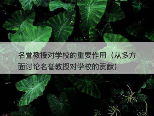名誉教授对学校的重要作用（从多方面讨论名誉教授对学校的贡献）