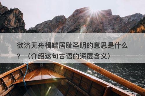 欲济无舟楫端居耻圣明的意思是什么？（介绍这句古语的深层含义）