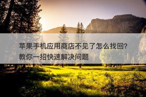 苹果手机应用商店不见了怎么找回？教你一招快速解决问题