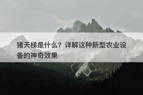 猪天梯是什么？详解这种新型农业设备的神奇效果