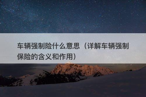 车辆强制险什么意思（详解车辆强制保险的含义和作用）