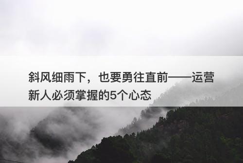 斜风细雨下，也要勇往直前——运营新人必须掌握的5个心态