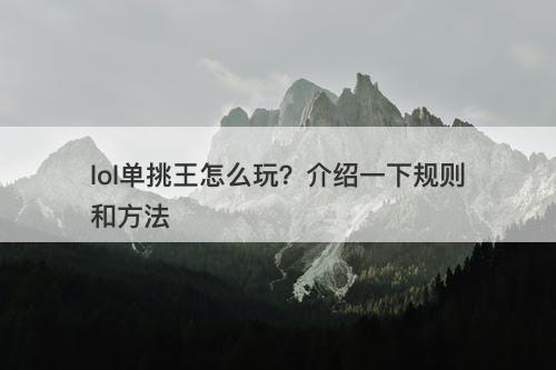 lol单挑王怎么玩？介绍一下规则和方法