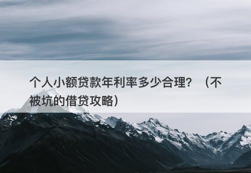 个人小额贷款年利率多少合理？（不被坑的借贷攻略）