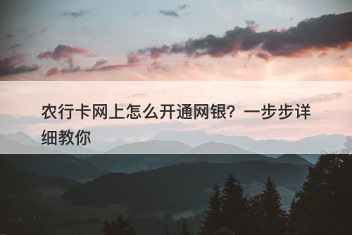 农行卡网上怎么开通网银？一步步详细教你