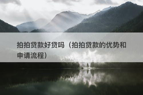 拍拍贷款好贷吗（拍拍贷款的优势和申请流程）