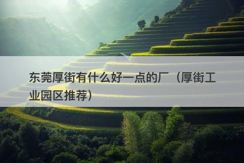 东莞厚街有什么好一点的厂（厚街工业园区推荐）
