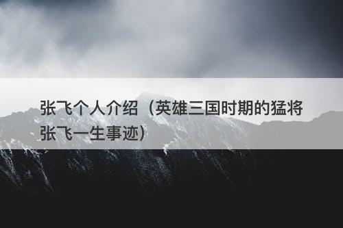 张飞个人介绍（英雄三国时期的猛将张飞一生事迹）