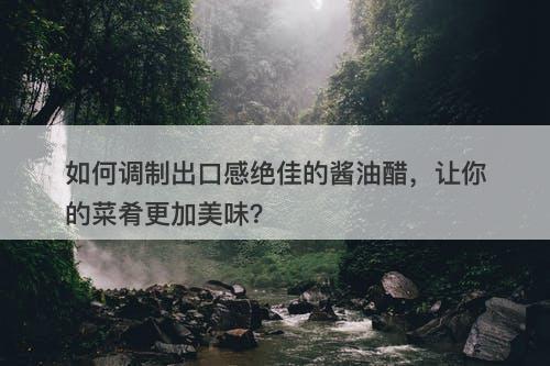 如何调制出口感绝佳的酱油醋，让你的菜肴更加美味？