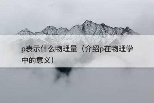 p表示什么物理量（介绍p在物理学中的意义）