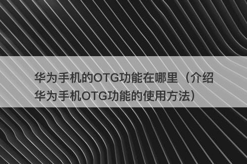 华为手机的OTG功能在哪里（介绍华为手机OTG功能的使用方法）