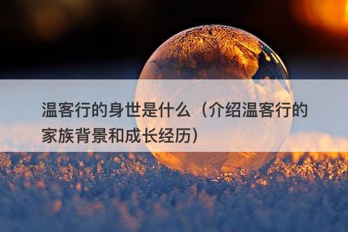 温客行的身世是什么（介绍温客行的家族背景和成长经历）