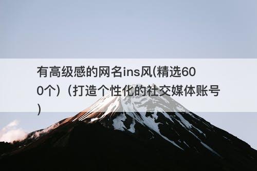 有高级感的网名ins风(精选600个)（打造个性化的社交媒体账号）
