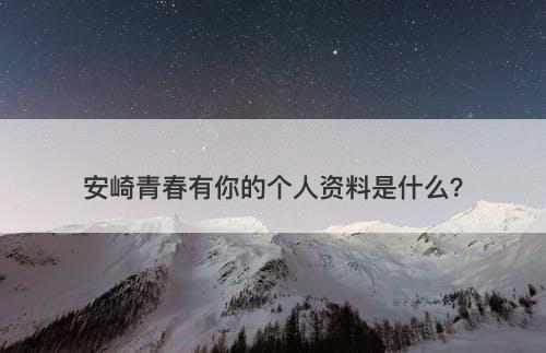 安崎青春有你的个人资料是什么？