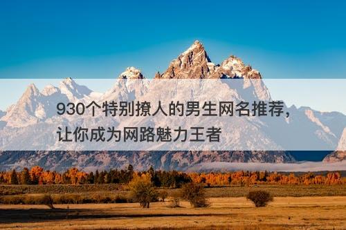 930个特别撩人的男生网名推荐，让你成为网路魅力王者
