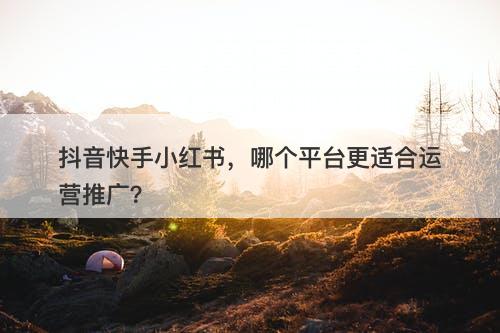 抖音快手小红书，哪个平台更适合运营推广？