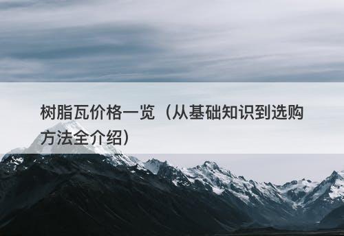 树脂瓦价格一览（从基础知识到选购方法全介绍）