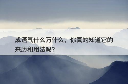成语气什么万什么，你真的知道它的来历和用法吗？